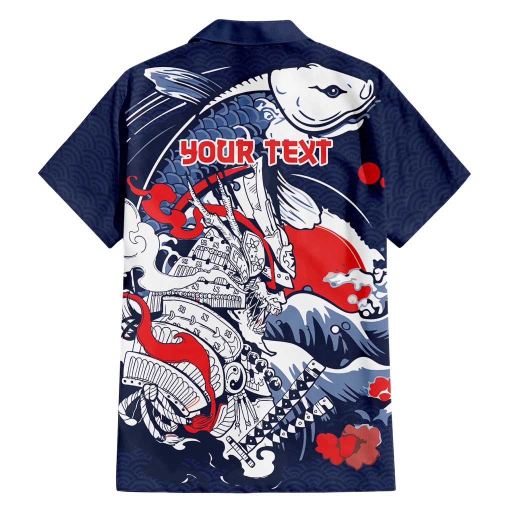 Personalized Football Japan Yatagarasu Hawaiian Shirt Blue Samurai Tsunami Wave Pattern