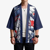 Personalized Football Japan Yatagarasu Kimono Blue Samurai Tsunami Wave Pattern