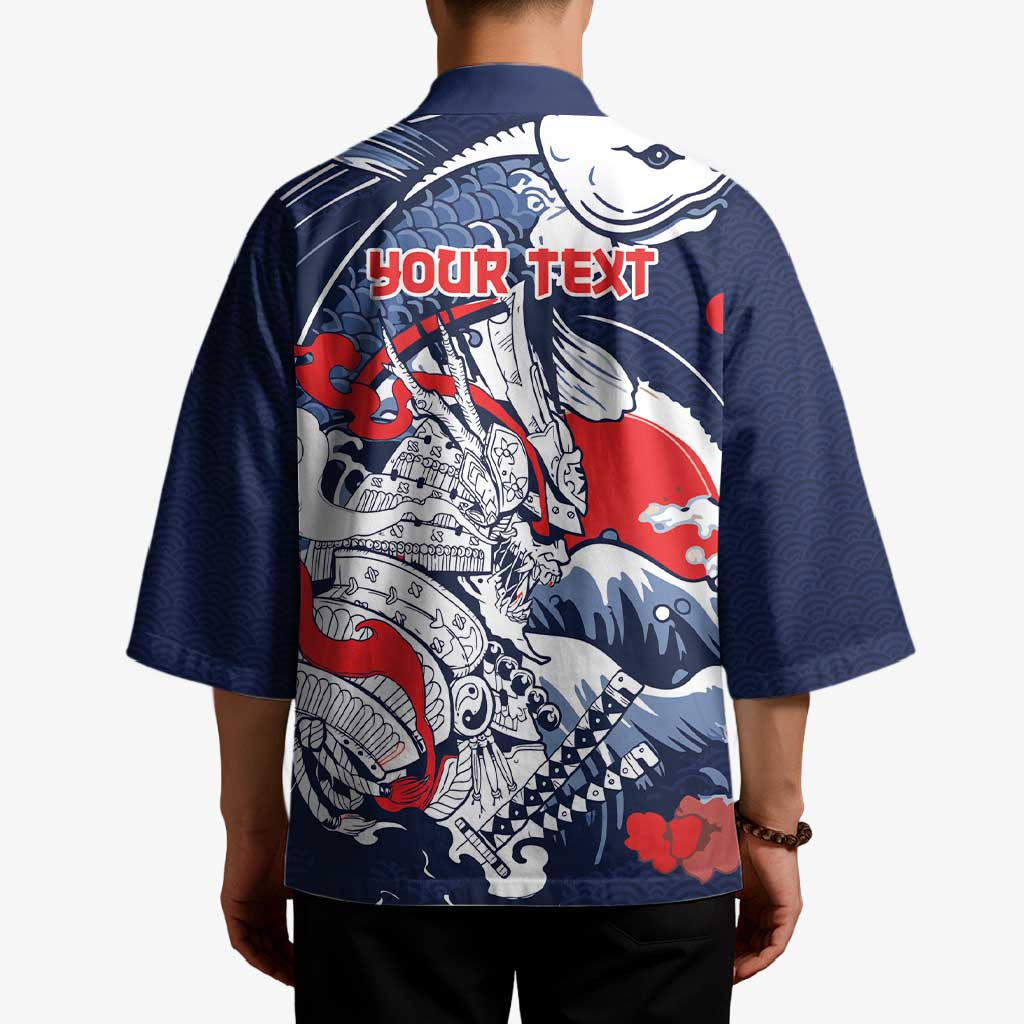 Personalized Football Japan Yatagarasu Kimono Blue Samurai Tsunami Wave Pattern
