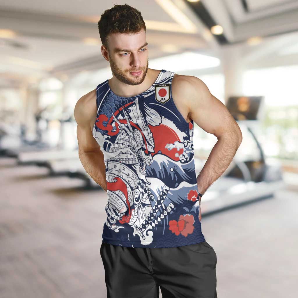 Personalized Football Japan Yatagarasu Men Tank Top Blue Samurai Tsunami Wave Pattern