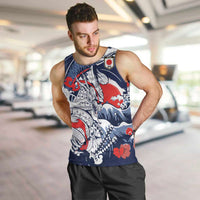 Personalized Football Japan Yatagarasu Men Tank Top Blue Samurai Tsunami Wave Pattern