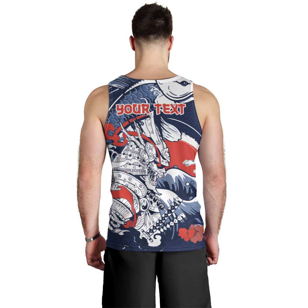Personalized Football Japan Yatagarasu Men Tank Top Blue Samurai Tsunami Wave Pattern