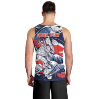 Personalized Football Japan Yatagarasu Men Tank Top Blue Samurai Tsunami Wave Pattern