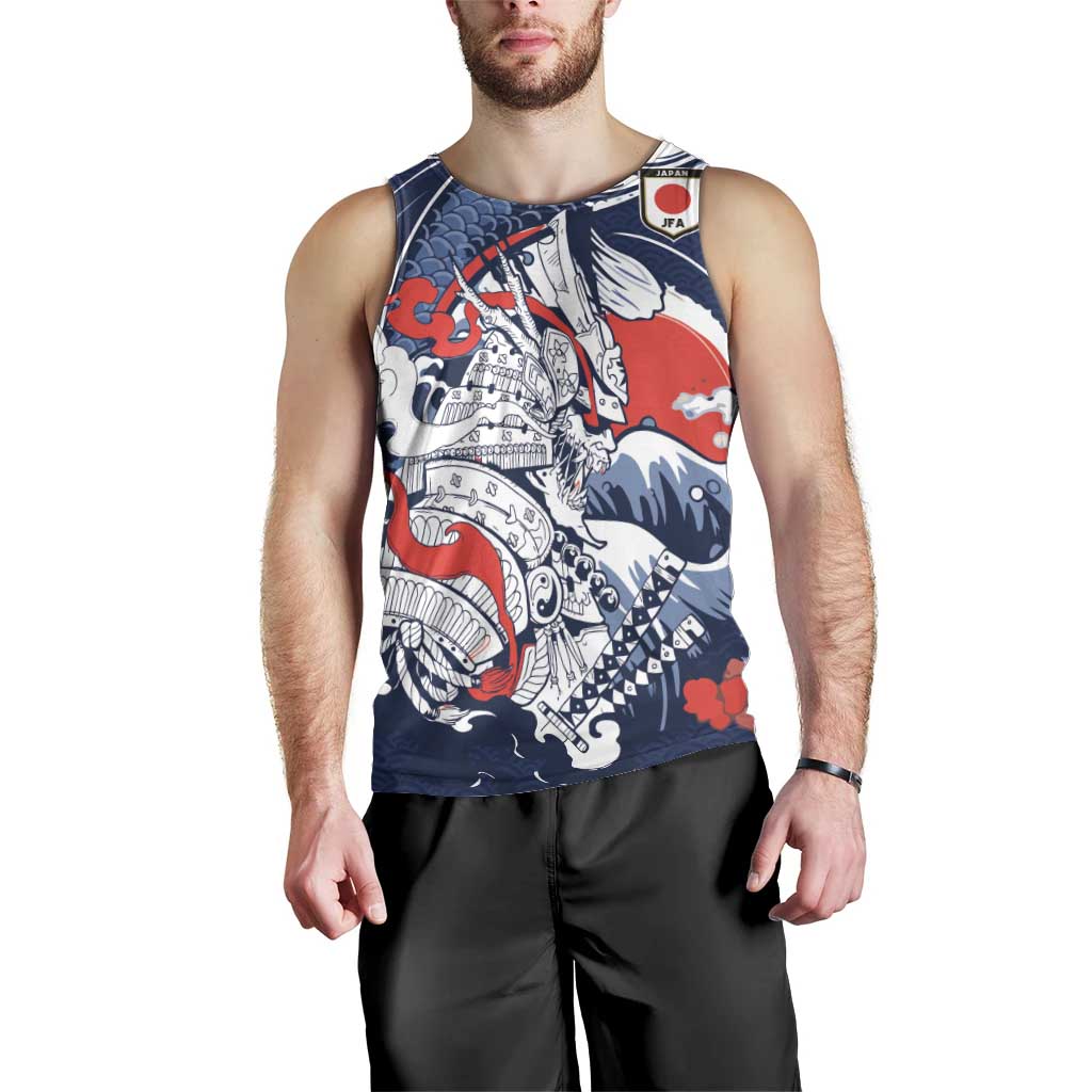 Personalized Football Japan Yatagarasu Men Tank Top Blue Samurai Tsunami Wave Pattern