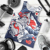 Personalized Football Japan Yatagarasu Men Tank Top Blue Samurai Tsunami Wave Pattern