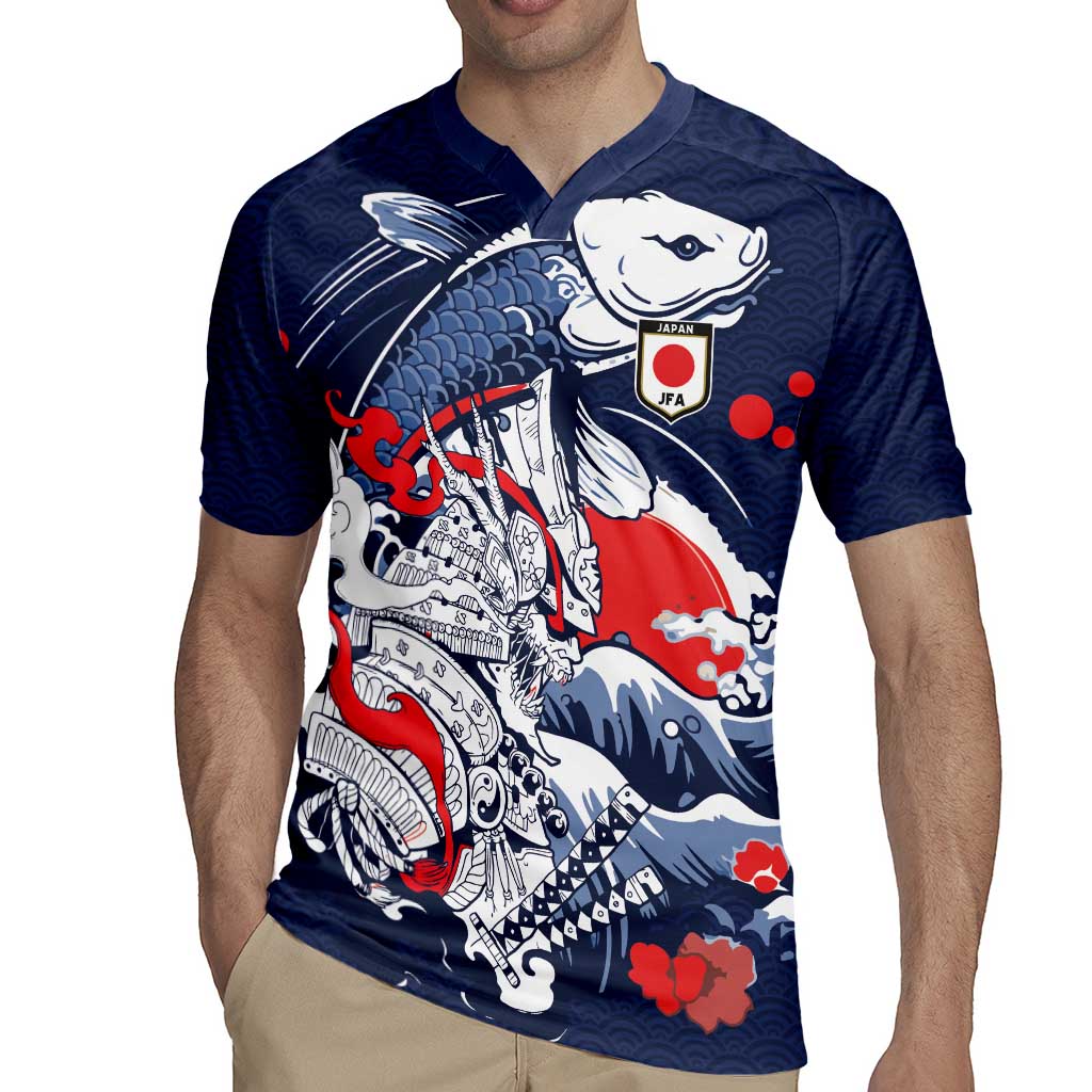 Personalized Football Japan Yatagarasu Rugby Jersey Blue Samurai Tsunami Wave Pattern