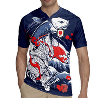 Personalized Football Japan Yatagarasu Rugby Jersey Blue Samurai Tsunami Wave Pattern