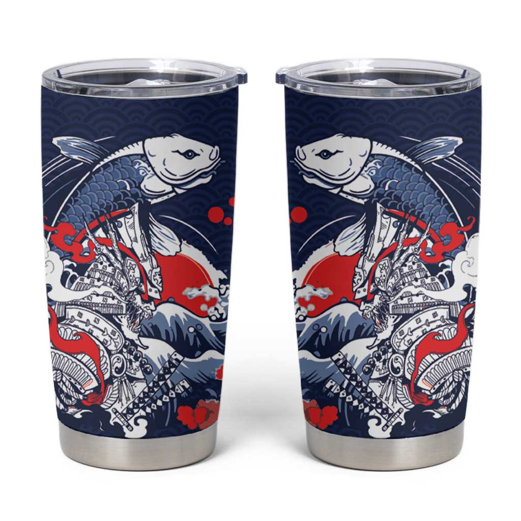 Personalized Football Japan Yatagarasu Tumbler Cup Blue Samurai Tsunami Wave Pattern