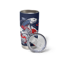 Personalized Football Japan Yatagarasu Tumbler Cup Blue Samurai Tsunami Wave Pattern