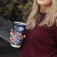 Personalized Football Japan Yatagarasu Tumbler Cup Blue Samurai Tsunami Wave Pattern