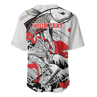Personalized Football Japan Yatagarasu Baseball Jersey White Samurai Tsunami Wave Pattern