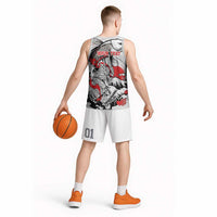 Personalized Football Japan Yatagarasu Basketball Jersey White Samurai Tsunami Wave Pattern