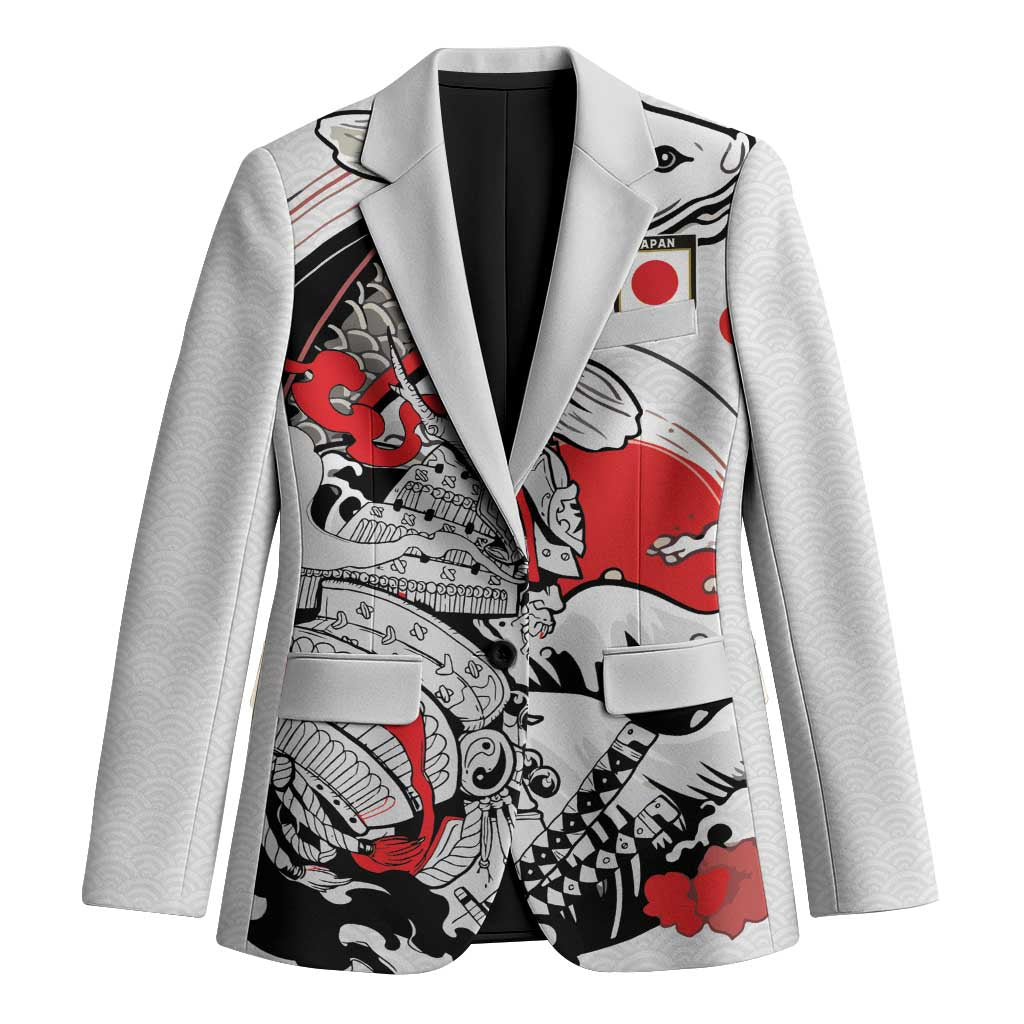 Personalized Football Japan Yatagarasu Blazer White Samurai Tsunami Wave Pattern