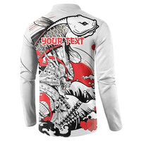 Personalized Football Japan Yatagarasu Button Sweatshirt White Samurai Tsunami Wave Pattern