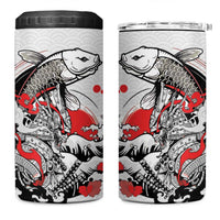 Personalized Football Japan Yatagarasu 4 in 1 Can Cooler Tumbler White Samurai Tsunami Wave Pattern