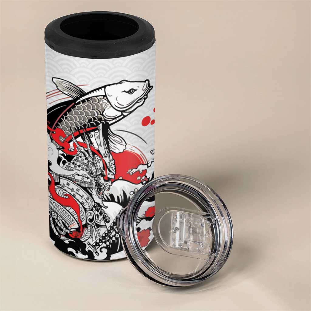 Personalized Football Japan Yatagarasu 4 in 1 Can Cooler Tumbler White Samurai Tsunami Wave Pattern