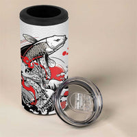 Personalized Football Japan Yatagarasu 4 in 1 Can Cooler Tumbler White Samurai Tsunami Wave Pattern