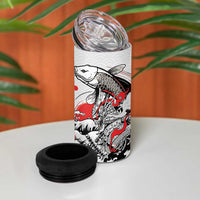 Personalized Football Japan Yatagarasu 4 in 1 Can Cooler Tumbler White Samurai Tsunami Wave Pattern