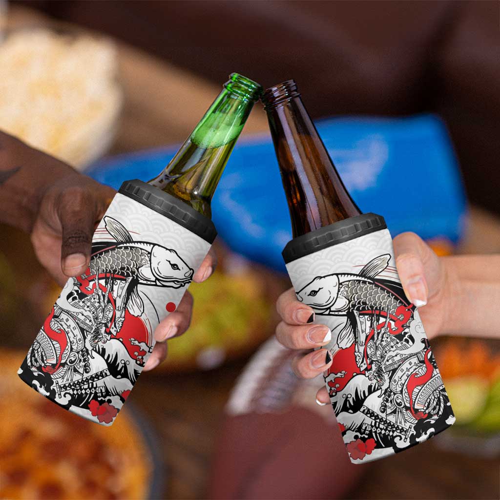 Personalized Football Japan Yatagarasu 4 in 1 Can Cooler Tumbler White Samurai Tsunami Wave Pattern