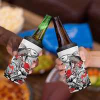 Personalized Football Japan Yatagarasu 4 in 1 Can Cooler Tumbler White Samurai Tsunami Wave Pattern
