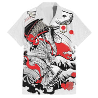 Personalized Football Japan Yatagarasu Hawaiian Shirt White Samurai Tsunami Wave Pattern