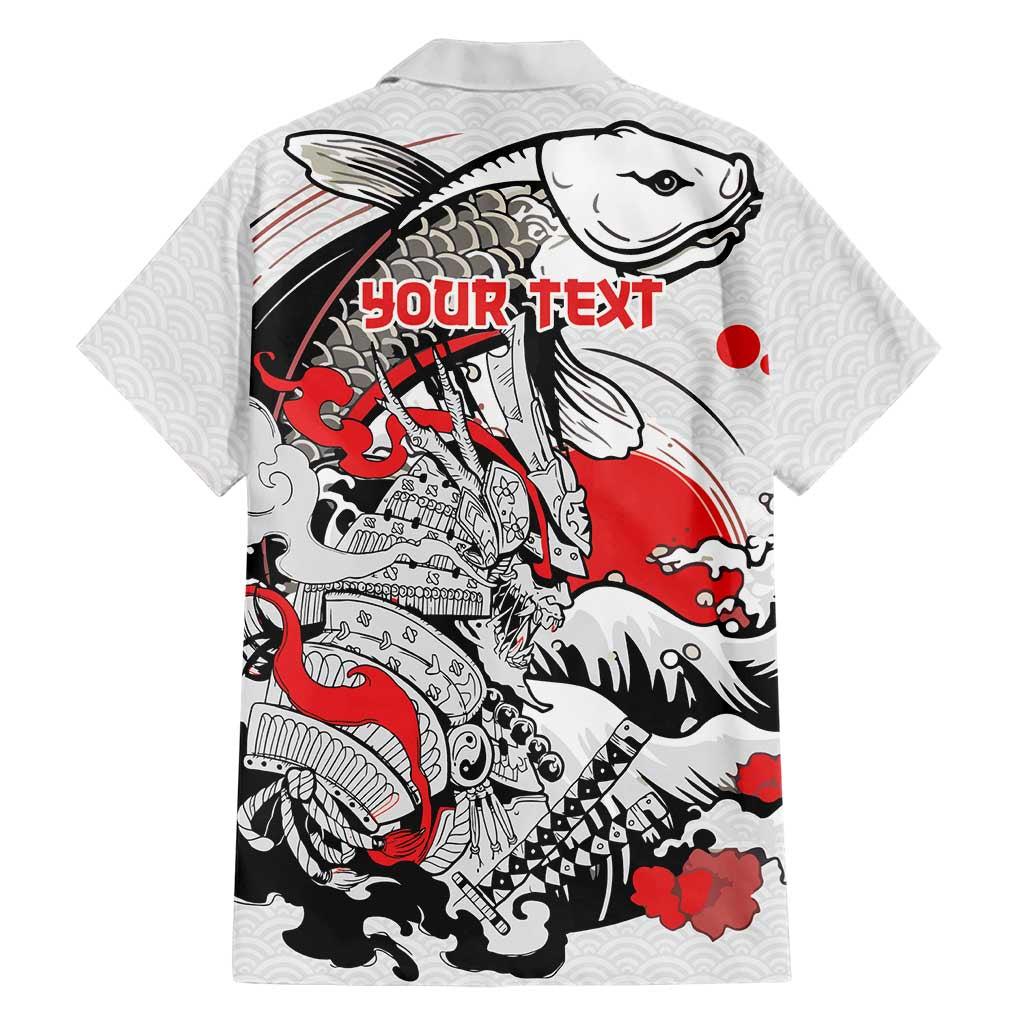 Personalized Football Japan Yatagarasu Hawaiian Shirt White Samurai Tsunami Wave Pattern
