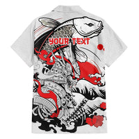 Personalized Football Japan Yatagarasu Hawaiian Shirt White Samurai Tsunami Wave Pattern