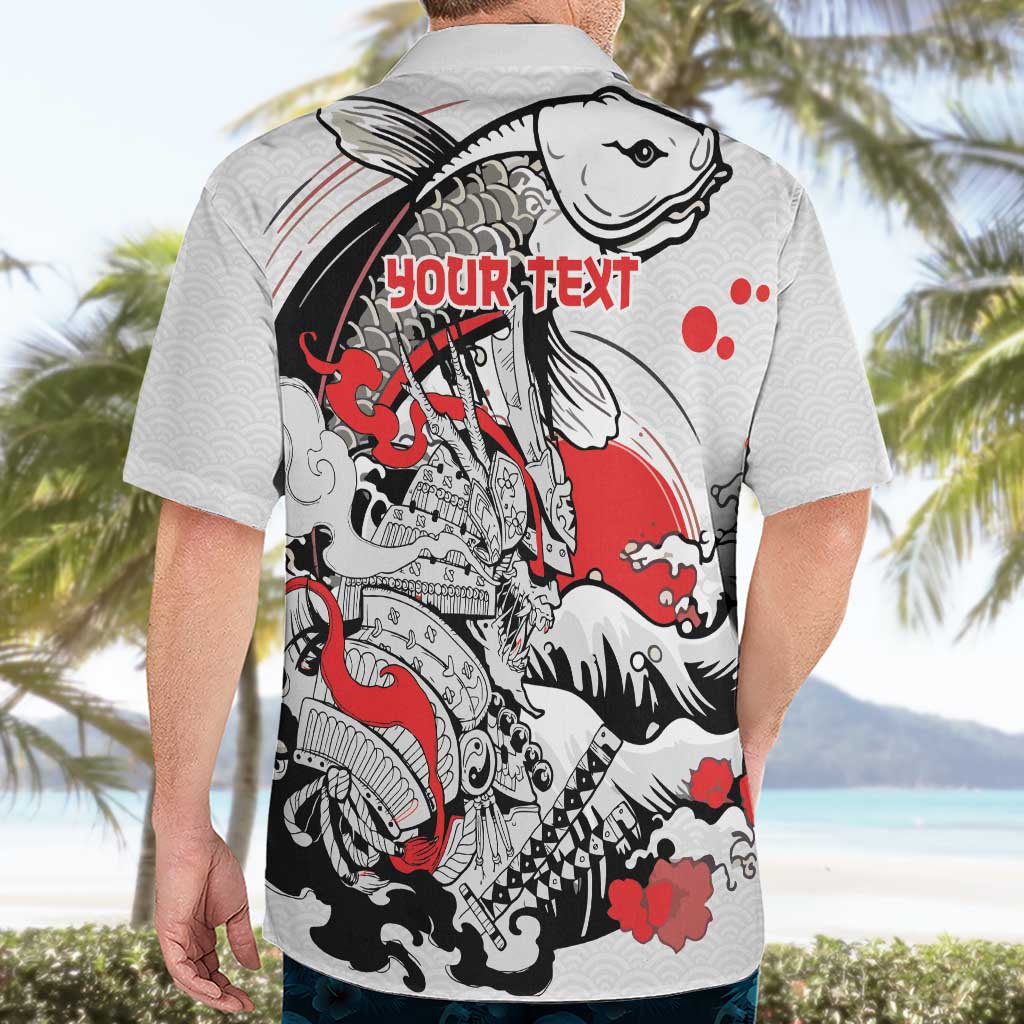 Personalized Football Japan Yatagarasu Hawaiian Shirt White Samurai Tsunami Wave Pattern