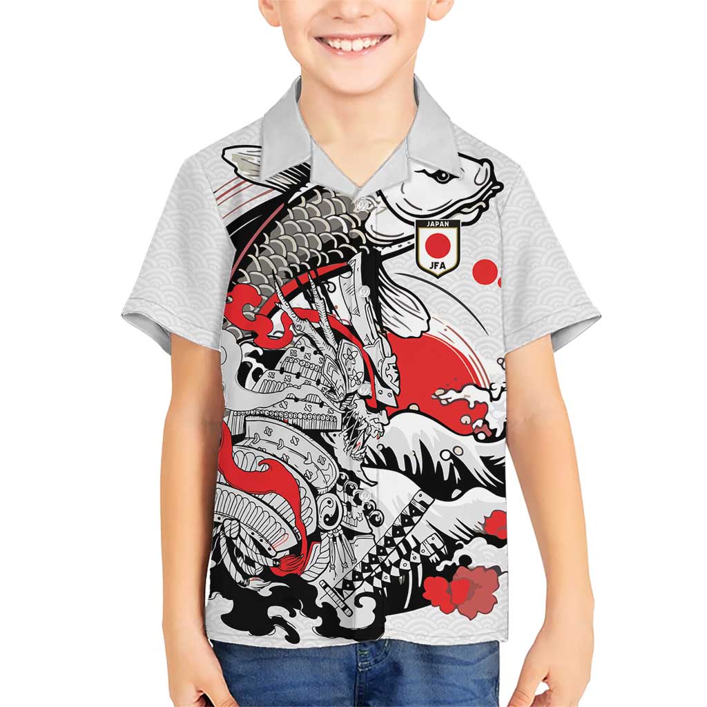Personalized Football Japan Yatagarasu Hawaiian Shirt White Samurai Tsunami Wave Pattern