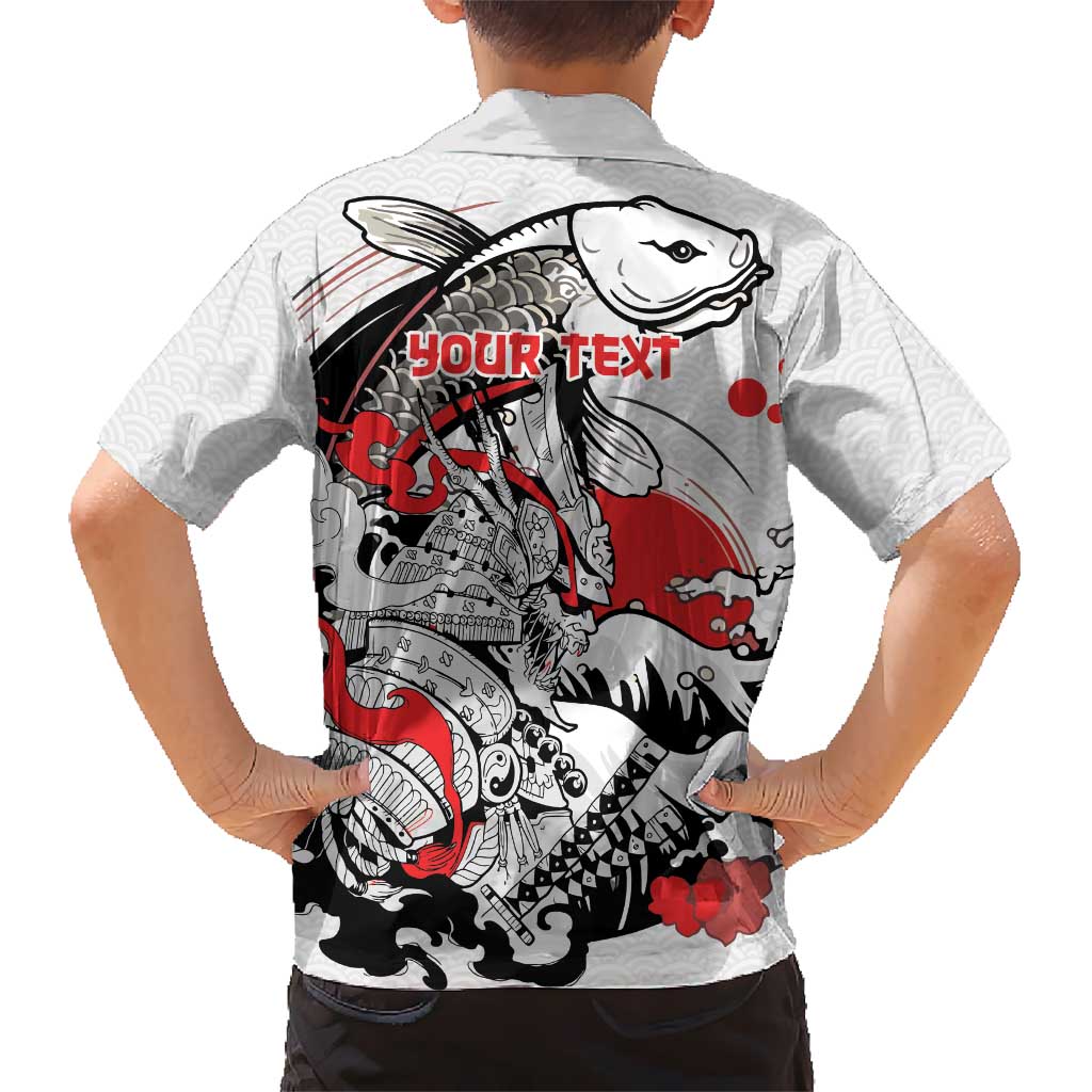Personalized Football Japan Yatagarasu Hawaiian Shirt White Samurai Tsunami Wave Pattern