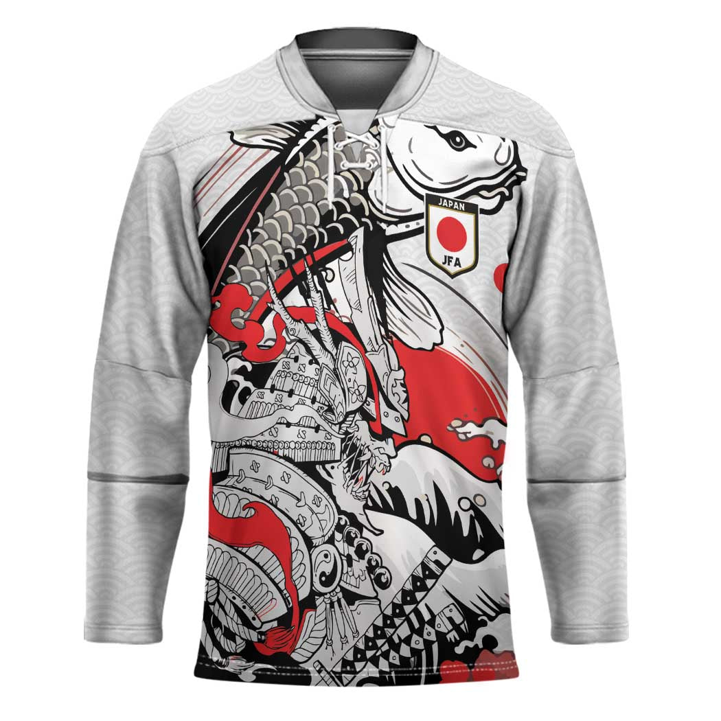Personalized Football Japan Yatagarasu Hockey Jersey White Samurai Tsunami Wave Pattern