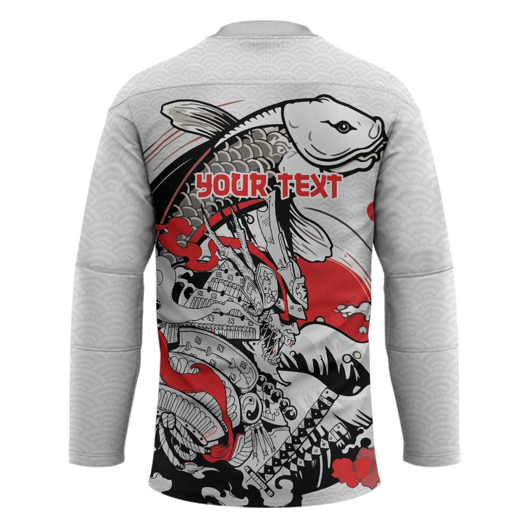 Personalized Football Japan Yatagarasu Hockey Jersey White Samurai Tsunami Wave Pattern