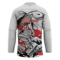 Personalized Football Japan Yatagarasu Hockey Jersey White Samurai Tsunami Wave Pattern