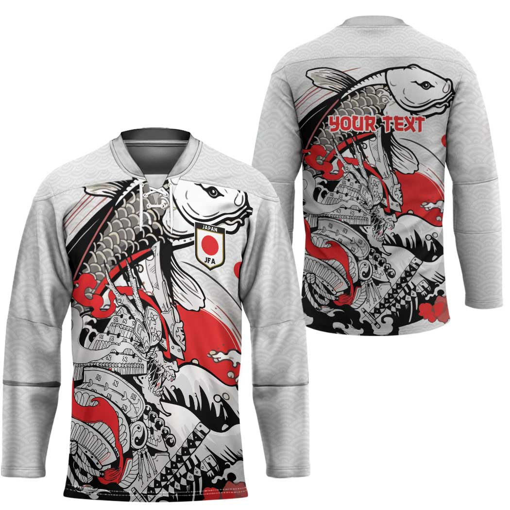 Personalized Football Japan Yatagarasu Hockey Jersey White Samurai Tsunami Wave Pattern