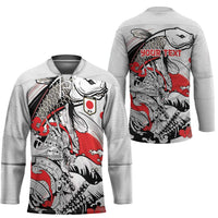 Personalized Football Japan Yatagarasu Hockey Jersey White Samurai Tsunami Wave Pattern