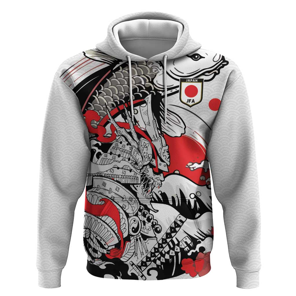 Personalized Football Japan Yatagarasu Hoodie White Samurai Tsunami Wave Pattern