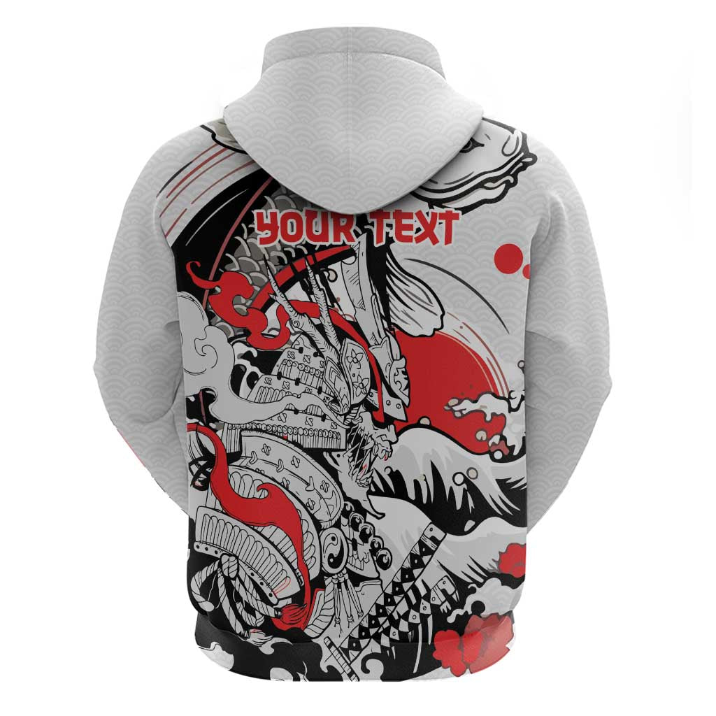Personalized Football Japan Yatagarasu Hoodie White Samurai Tsunami Wave Pattern