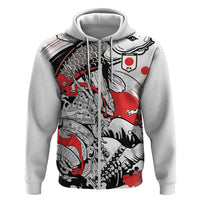 Personalized Football Japan Yatagarasu Hoodie White Samurai Tsunami Wave Pattern