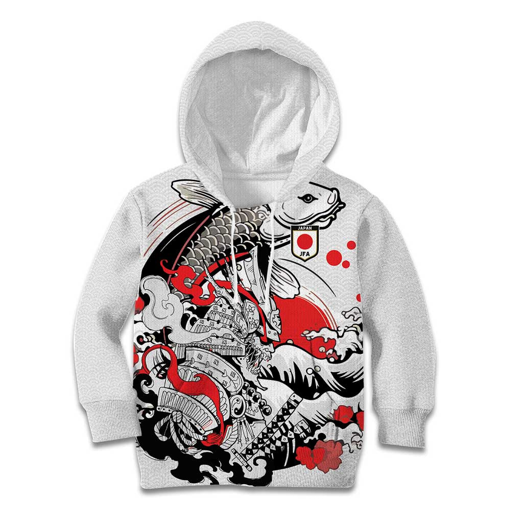 Personalized Football Japan Yatagarasu Kid Hoodie White Samurai Tsunami Wave Pattern