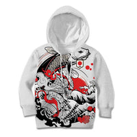 Personalized Football Japan Yatagarasu Kid Hoodie White Samurai Tsunami Wave Pattern