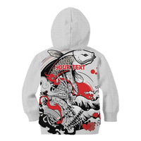 Personalized Football Japan Yatagarasu Kid Hoodie White Samurai Tsunami Wave Pattern