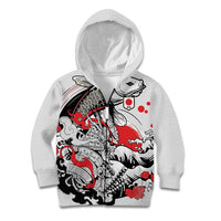Personalized Football Japan Yatagarasu Kid Hoodie White Samurai Tsunami Wave Pattern