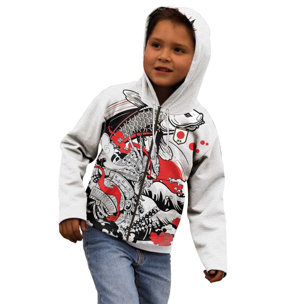 Personalized Football Japan Yatagarasu Kid Hoodie White Samurai Tsunami Wave Pattern