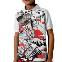 Personalized Football Japan Yatagarasu Kid Polo Shirt White Samurai Tsunami Wave Pattern