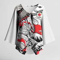 Personalized Football Japan Yatagarasu Kimono Sleeve Blouse White Samurai Tsunami Wave Pattern