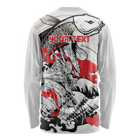 Personalized Football Japan Yatagarasu Long Sleeve Shirt White Samurai Tsunami Wave Pattern
