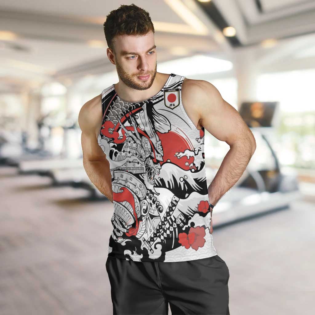 Personalized Football Japan Yatagarasu Men Tank Top White Samurai Tsunami Wave Pattern