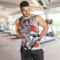 Personalized Football Japan Yatagarasu Men Tank Top White Samurai Tsunami Wave Pattern