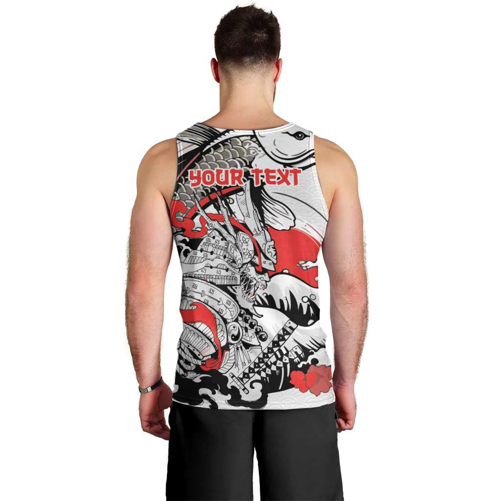 Personalized Football Japan Yatagarasu Men Tank Top White Samurai Tsunami Wave Pattern