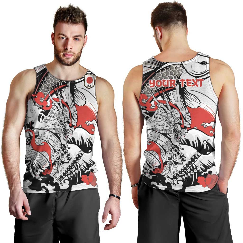 Personalized Football Japan Yatagarasu Men Tank Top White Samurai Tsunami Wave Pattern
